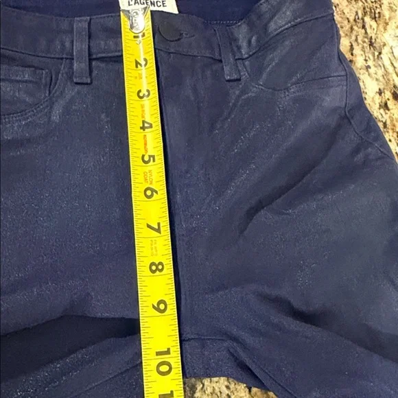 L’AGENCE Marty High Rise Flare Jeans Midnight Coated Size 25